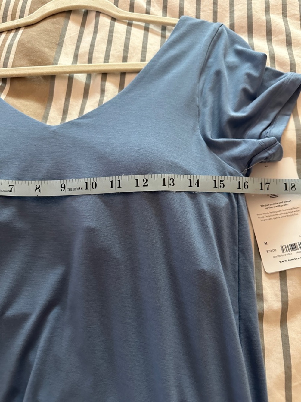 Athleta Essence Support Light Blue V-Neck Short Sleeve Tee - Relaxed Fit - Picture 7 of 11
